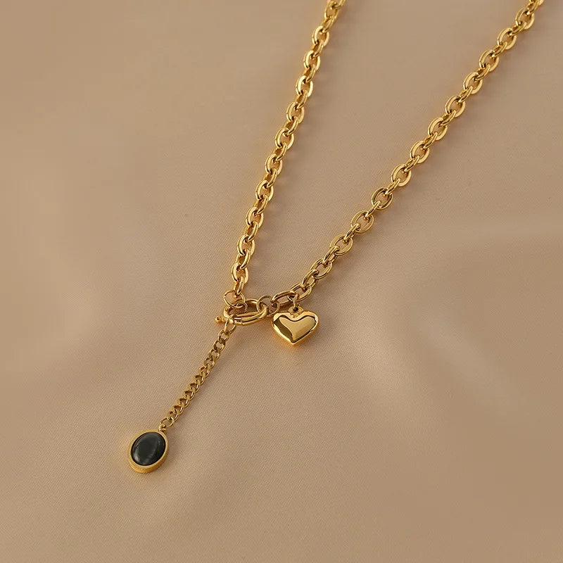 Tongxin Stainless Titanium Steel Statement Necklace Bulk Pendant Non Tarnish Luxury Necklace Women Delicate Black Necklace