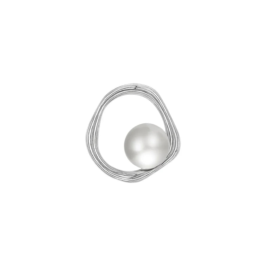 YILUN Elegant 925 Sterling Silver Pearl Pendant Rhodium Plated Open Circle Freshwater Pearl Pendant for Women