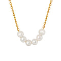 New Natural Freshwater Pearl Necklace Stainless Steel Plated 18K Gold Necklace P1422