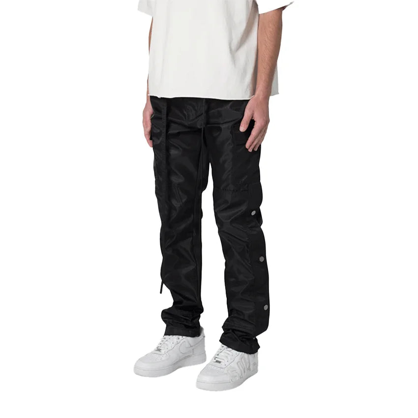 Custom Logo Track Pants Drawstring Elastic Waist Zip Jogger Trousers Nylon Cargo Pants for Men
