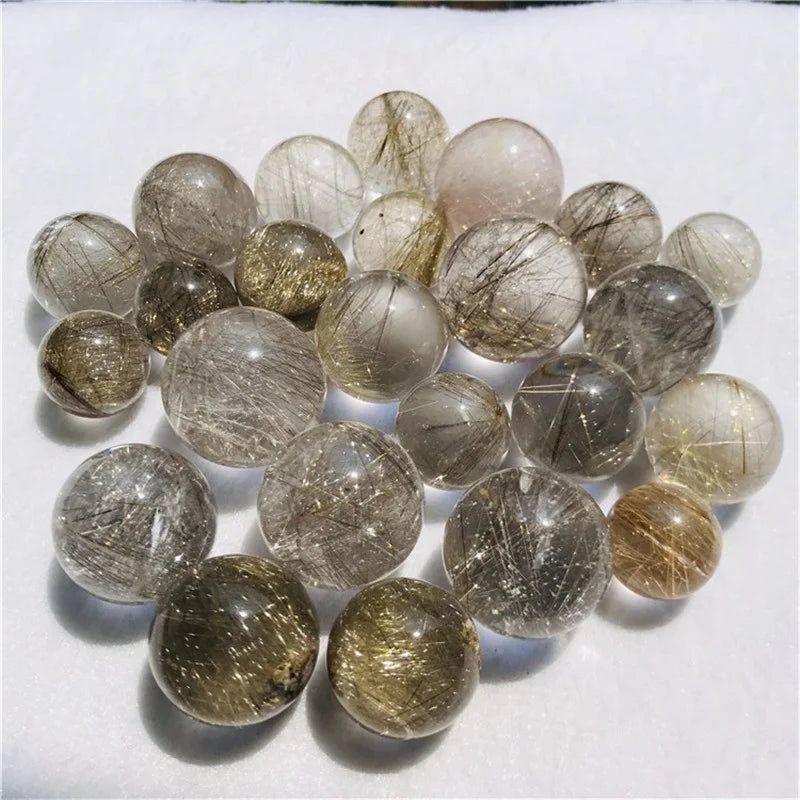 Wholesale Natural  Hair Rutilated Quartz Ball Healing Crystal Sphere for Decoration