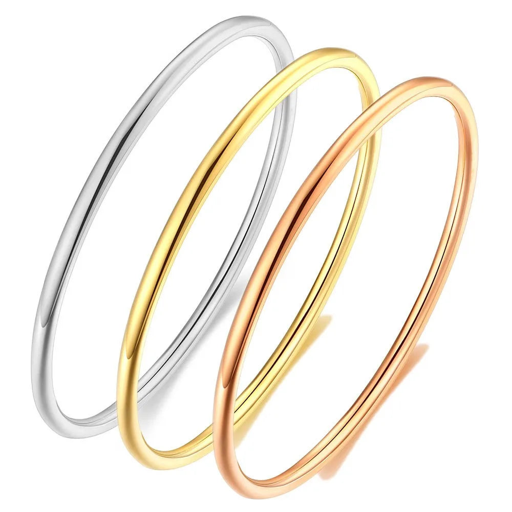 Nabest 2mm 3mm Minimalist Fashion Jewelry Blank Cuff Stainless Steel 18k Gold Plated Bracelet Bangle