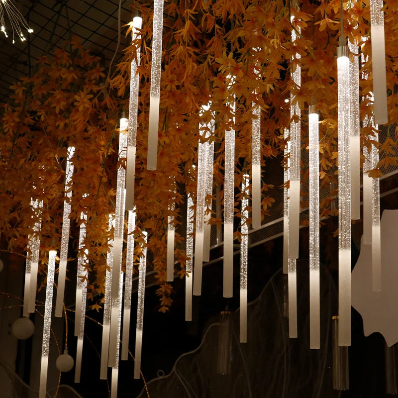 Q187 Wholesale Acrylic Rod Light Frosted Chandelier Ceiling Decorative Hanging Lights Wedding Ceiling Decoration Lights