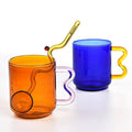 Fashionable High Borosilicate Glass Drinkware for Home Office Hand-Blown Coffee Cups Simple Smoothie Shops with Glass Straws