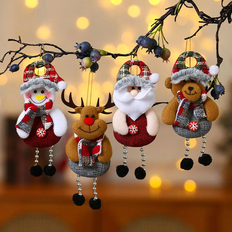 Factory Sale Christmas Tree Accessories Christmas Dolls Santa Claus Snowman Deer Plush Doll Pendants Christmas Tree Decoration