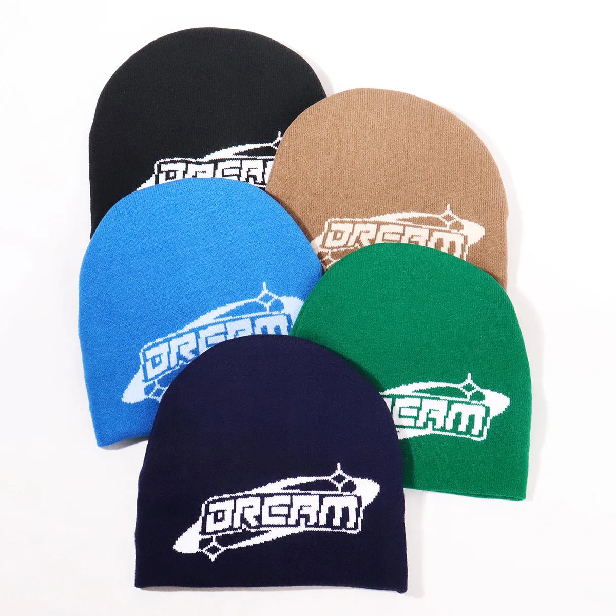 Wholesale Y2K Big Letter Logo Jacquard Knit Beanie Hat Fashion Design All Over Print 3D Embroidery Technique Popular Style