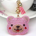 Girls Gift Ideas Tassel Bag Clips Animal Handbag Key Chains Charms Decor Bear Pendant Rhinestone Crystal Teddy Bear KeyChain