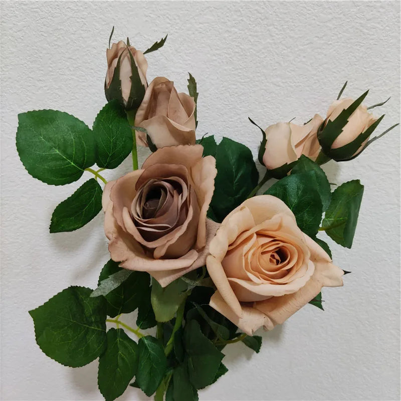 New Design 3 Heads Real Touch Silk Flowers Artificial Rose Rayon Flowers Home Wedding Decoration