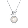 S925 Sterling Silver Moissanite Freshwater Pearl Pendant Necklace Premium Gift for Wedding or Engagement