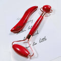DIY Beauty Red jasper Jade Roller Set in Box Jade Roller Gua Sha Set Massage Products for Face Slimming