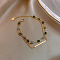 Vintage Exquisite Gold Plated Double Bracelet Two-double Natural Gemstone Beads Bracelet Fine Jewelry Bracelet for Women
