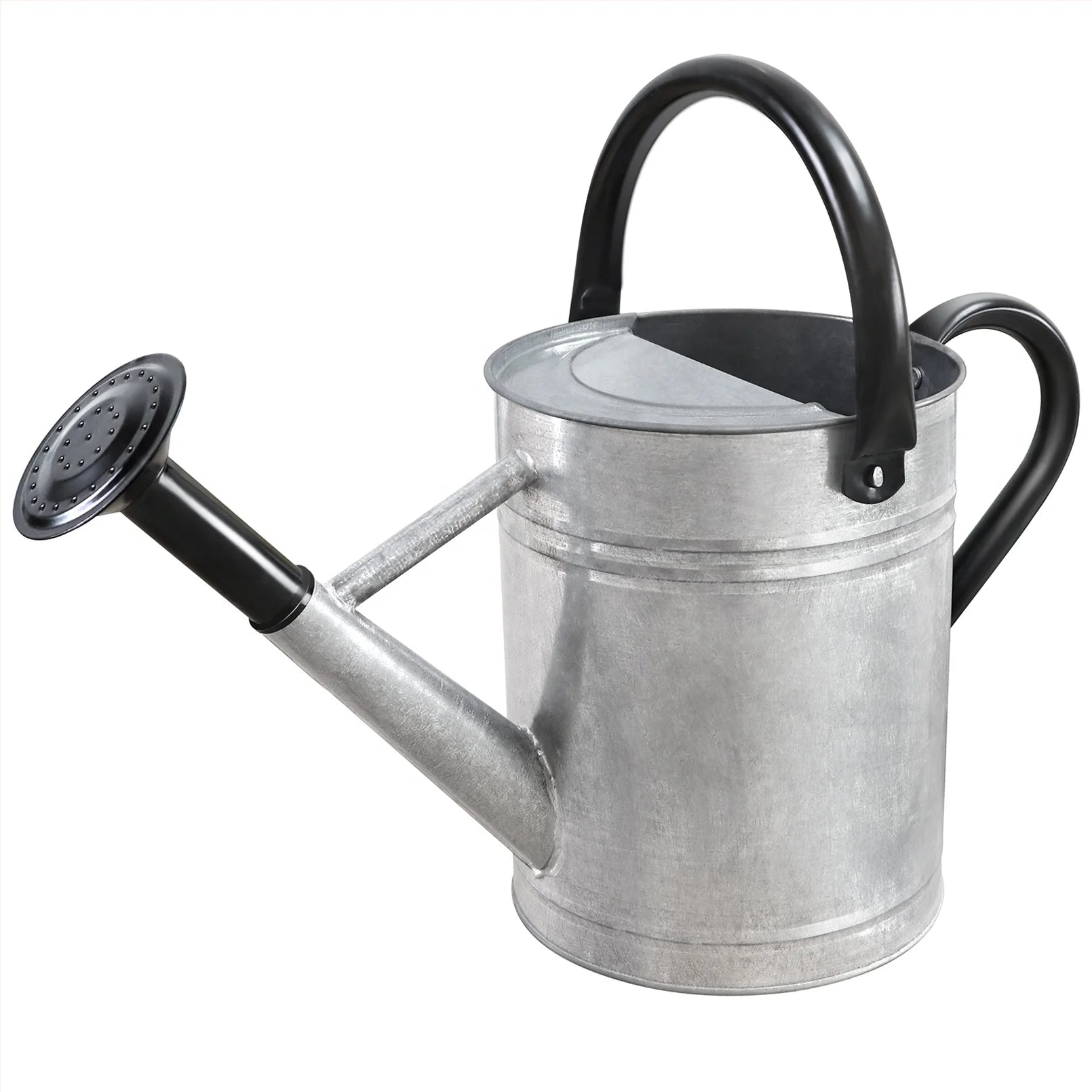 1 Gallon Stainless Steel Galvanized Finish Gardening Watering Can with Detachable Spout and Nozzle Head