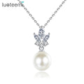 LUOTEEMI Cz Korean Fashion Trendy Simple Summer Iced Pendant New Zircon Custom Cubic Pearl Chain Necklace