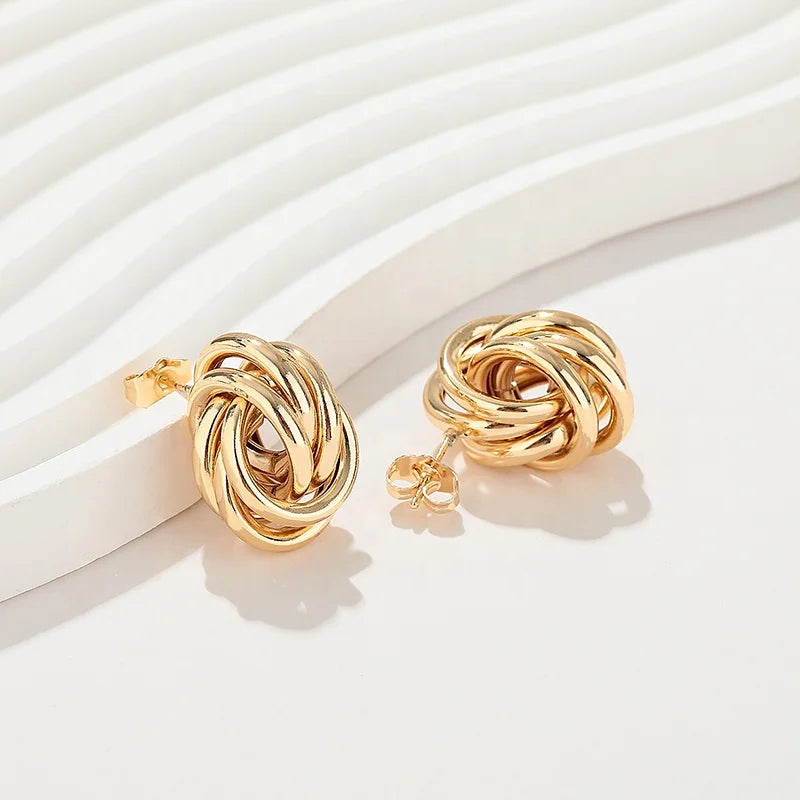 Wholesale Earrings Women  Copper Alloy Laminated Gold Jewelry Joyeria  Plated Women'S Stud 18K Gold Plated Earrings