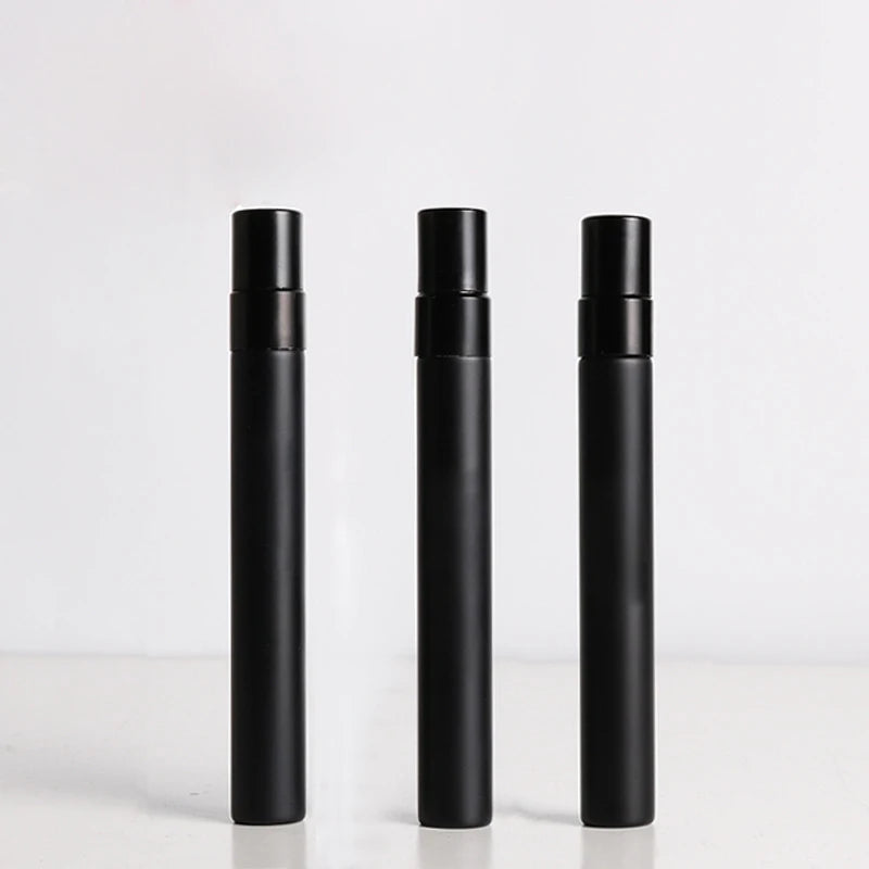 10ml Matte Black Round Tube Glass Spray Sub Bottle Light Block Perfume Sample Bottle