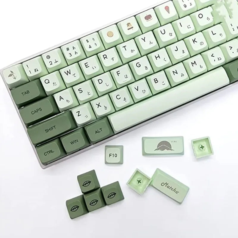 Matcha Keycaps PBT 124 Keys XDA Profile Dye Sublimation ANSI Layout Set Japanese Keycaps for Gateron Kailh Cherry MX Switches