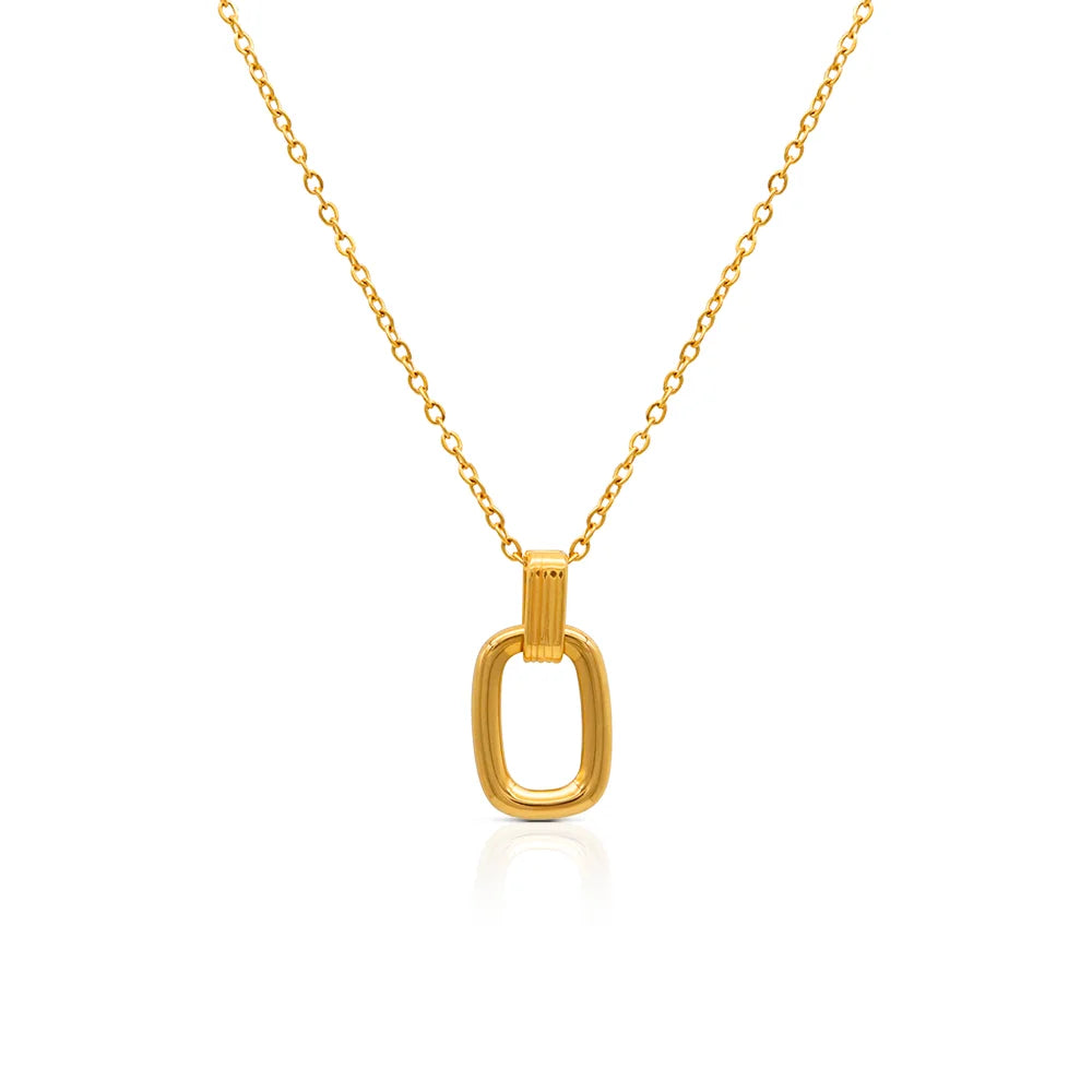 Chris April Fashion Jewelry 316L Stainless Steel 18K PVD Gold Plated Hypoallergenic Geometry Loops Pendant Necklace