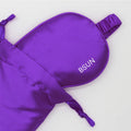 Purple Satin Silk Sleeping Eye Mask Blindfold with Pouch Travel Bag