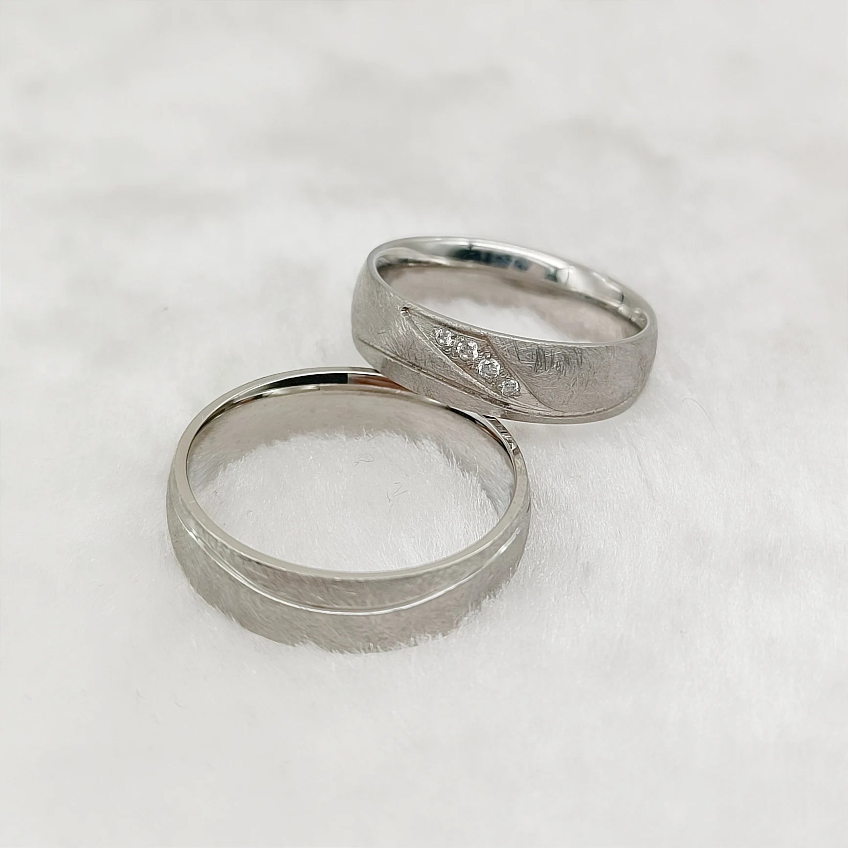Lover's Alliance Anniversary Wedding Rings Sets for Men and Women Never Fade Silver Stainless Steel Jewelry Couples Ring