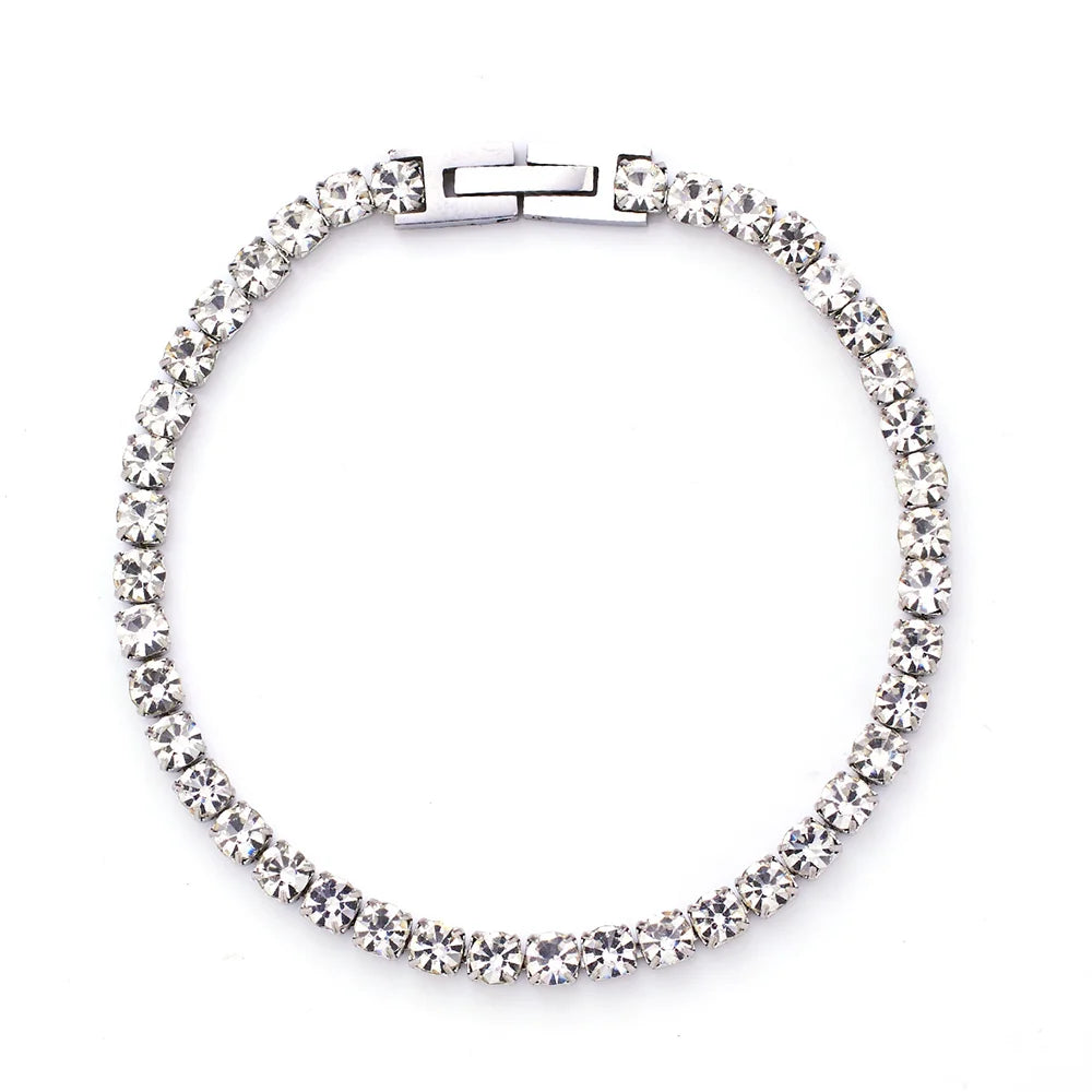 Custom Stainless Steel Fine Fashion Jewelry Womens Tennis Bracelets with Cubic Zircon Charms