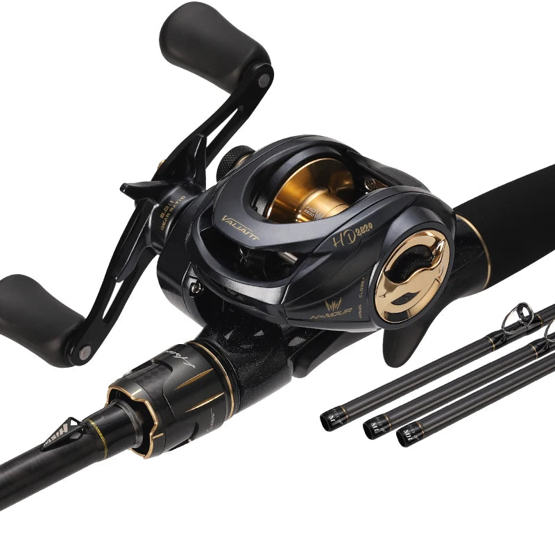 Histar Black Fox 2.1M Full Carbon Fast Action High Strength 3 Tips Fishing Rod n HD Magnetic Braking System Fishing Reel Combo
