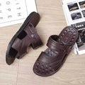 Custom Logo Mens PU Leather Sandals Comfortable Outdoor Beach Sandal Shoes Outdoor Casual Sandals