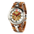 Quickshipment Men's Luxury Wood Automatic Wristwatch Sport and Fashion Mechanical Watch with Seiko Movement and Glass Dial