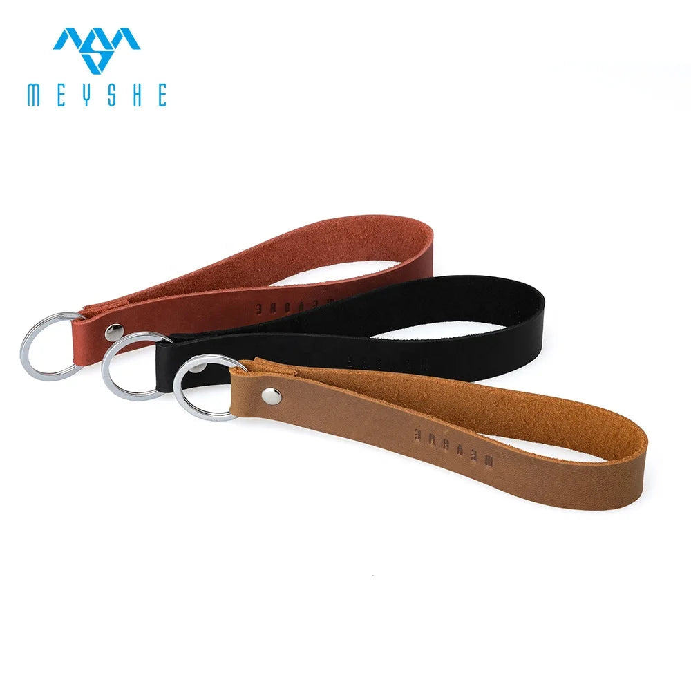 Factory Custom LOGO Crazy Horse Genuine Leather Wrist Strap Key Chain Holder