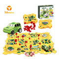 Birthday Gift Kids DIY Assembly Dinosaur Adventure Theme Sliding Rail Car Toy Puzzle Track Vehicle Set