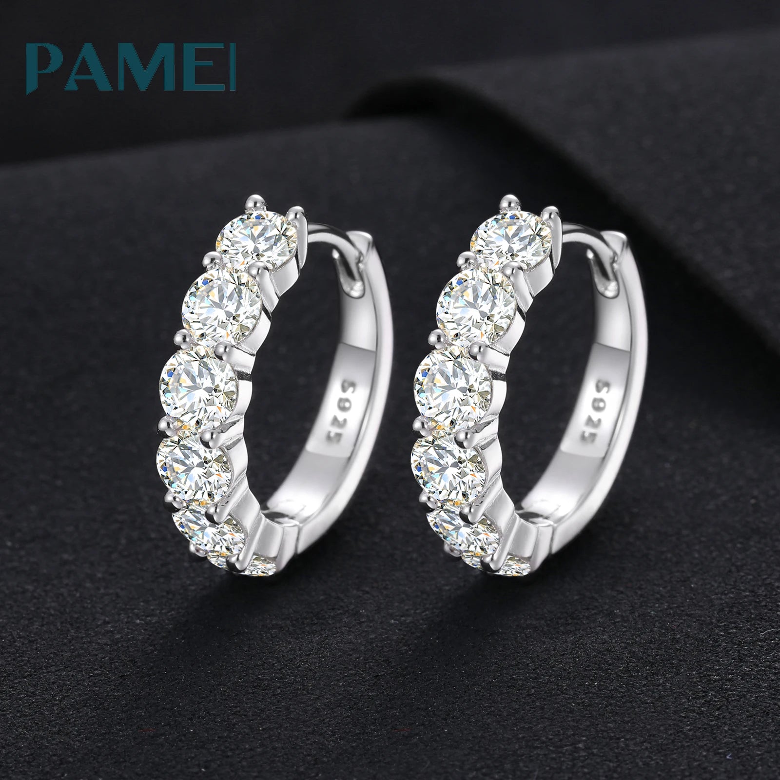 Fashion Fine Jewelry White Gold Plated 925 Sterling Silver VVS Moissanite Diamond Cuff Hoop Earrings Huggie Stud for Men Women