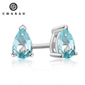 Multi Color Choice 925 Sterling Silver Pear Cut Natural Topaz Citrine Amethyst Gemstone Stud Earrings for Women