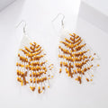 Bohemia Ethnic Handmade Resin Glass Beads Dangle Earrings Long Seed Bead Tassel Huggie Huggie Earrings Trendy Style