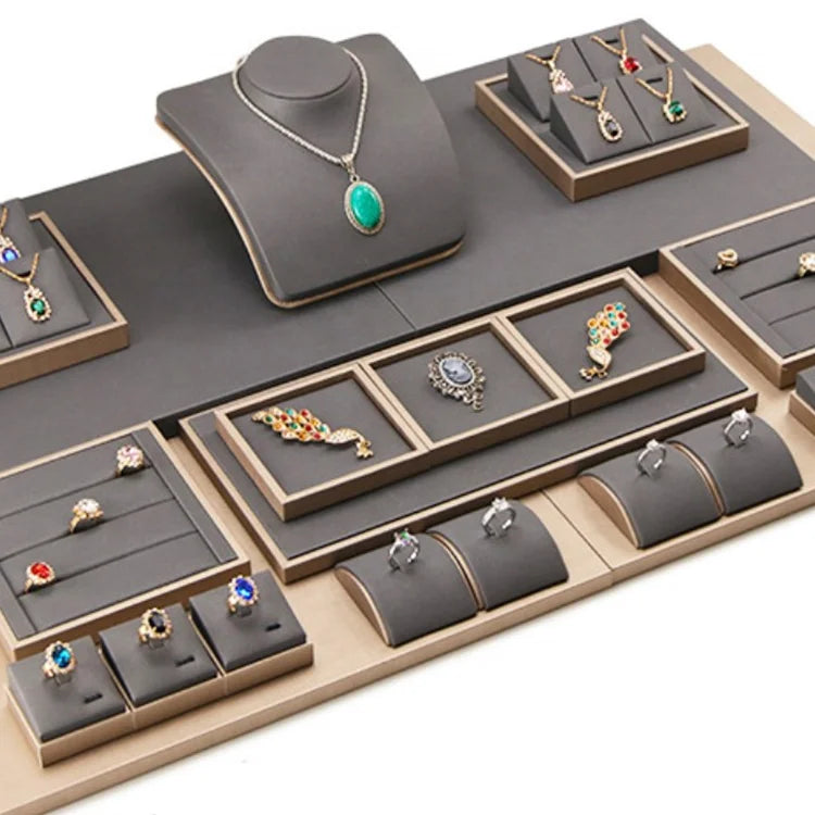 Fashion Modern Retail Store Rack Stand Tray Bracelet Earring Ring Necklace Bust Holder Hold Set Jewelry Display