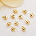 4mm Gold Plated Rondelle Rubber Stopper Beads Loop Brass Charm Holder Connector Stopper Spacers Bead for Jewelry Making Supplies