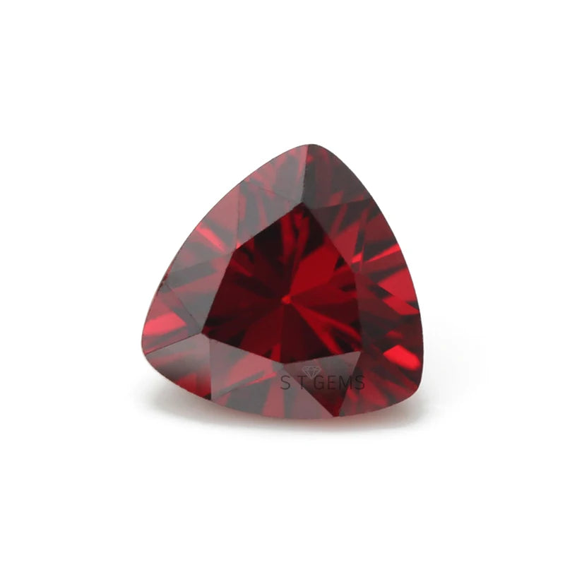 Wholesale Garnet 4A Big Size Ruby CZ Stone Triangle Cubic Zirconia Stone for Jewelry