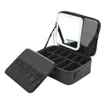 Fashionable PU Train Case with Zipper Closure Candy Pattern Travel Makeup Storage Bag with Mirror Lights Cosmetic Bag