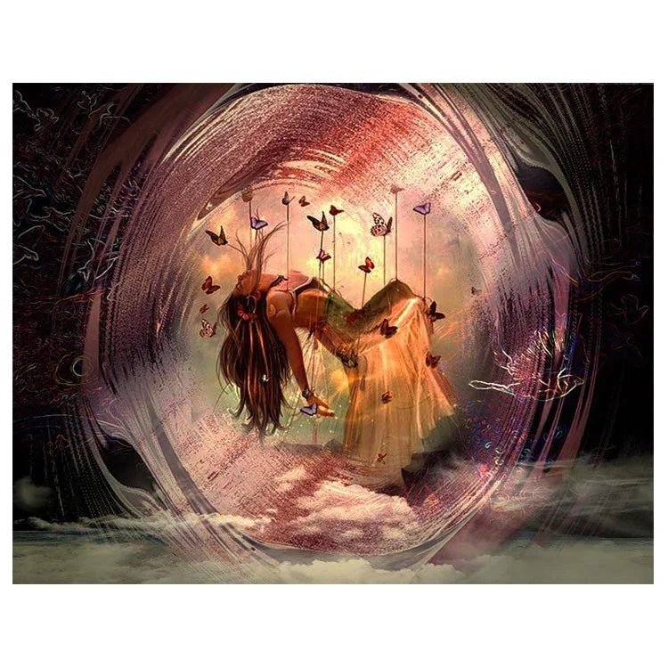 Ever Moment Beautiful Girl Butterfly Diamond Painting 5D DIY Full Square Drill Cross Stitch S2F1624