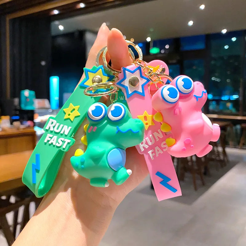 New Creative Kids Pendant Gifts Cartoon Cute Silicone Rubber Dinosaur 3d Keychain