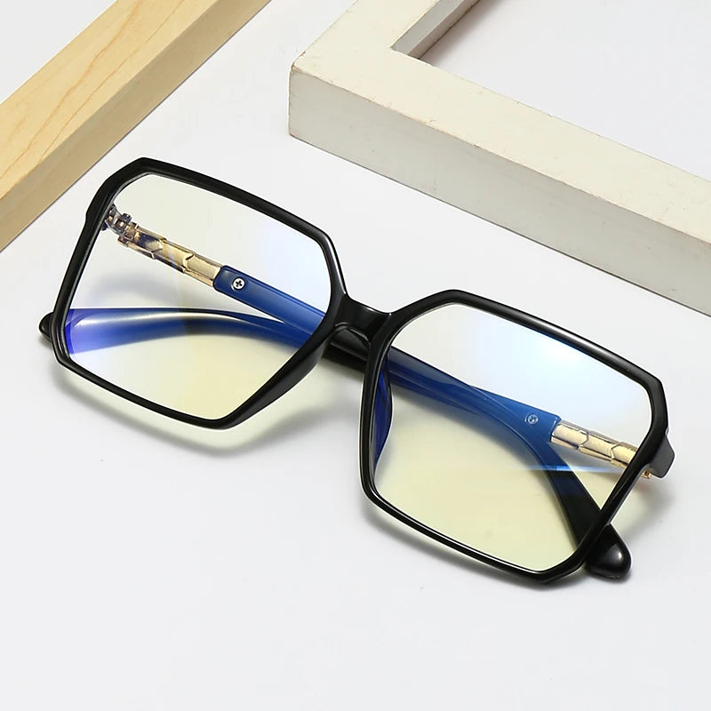 Big Face Shaped Anti Blue Light Glasses for Lady Girls Womens Eyeglasses Frame