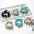 Fashion Boho Owl  Crackle Bead  Jewelry Stackable Four Leaf Pendant Braided Bracelet Women for Gift