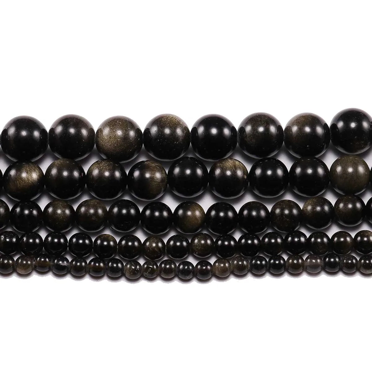 Natural Silver Obsidian Smooth Round Gemstone Loose Beads for Jewelry Making Crystal Jewelry