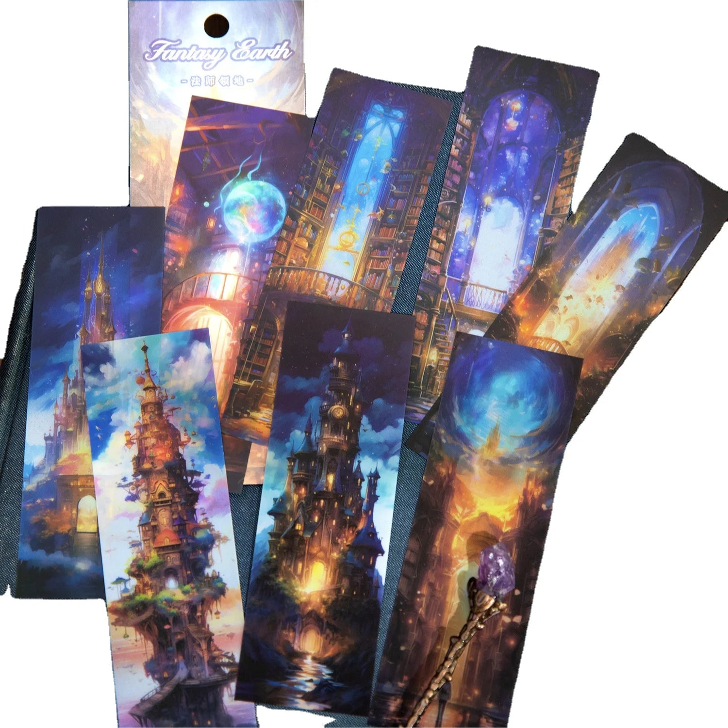 8pcs/pack Bookmarks Fantasy Continent Series Retro Scene Handbook DIY Material Decoration
