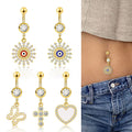 POENNIS Women's Sexy Navel Ring with Zircon Wedding Belly Ring Jewelry Stainless Steel Gold Plated