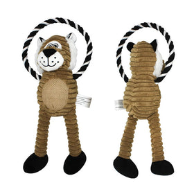 Factory Price New Eco-Friendly Interactive Lion Elephant Monkey Squeak Cat Rope Toys Soft Plush Nylon