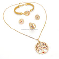 Necklace Bridal Jewelry Indian Set Gold Stainless Steel Tree of Life Indian Plated Women 18K Zircon Geometric 1pc/opp Bag CN;GUA
