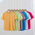 Women's Comfortable Lightweight Short Sleeve T-Shirt Solid Color Active Wear for Workout Running Breathable Summer Suitable