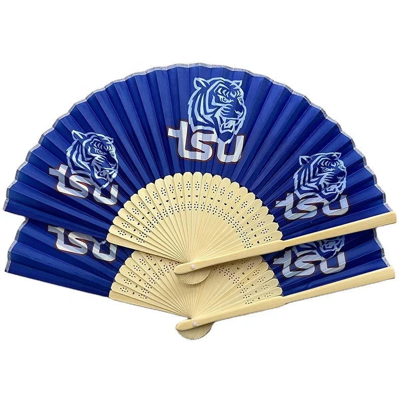 Hand Fan Supplier Customized Silk Fabric Wholesale Custom Printed Folding Hand Fans Personalized Bamboo Paper Hand Fan