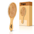 Custom Logo Bamboo Hair Brush Durable Detangling Massage Scalp Comb Comfortable for Women Men Kids Hair Types Styling