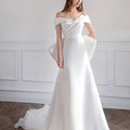 S069Q Super fairy Dream Simple Veil One-shoulder Wedding Dress Bride Slim Fishtail Master Wedding Dress