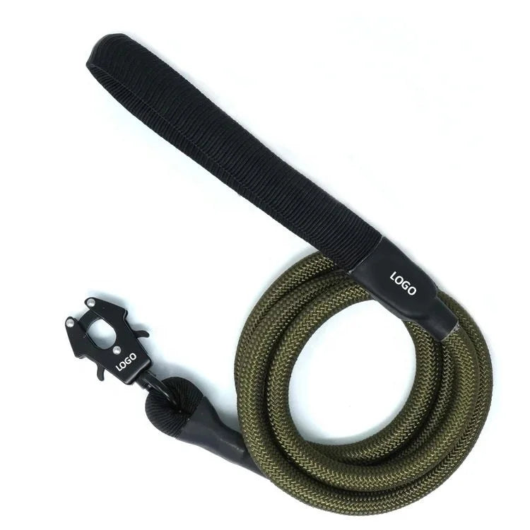 Custom Logo Braided Frog Clip Nylon Heavy Duty Hunting Hiking Walking Dog Leash